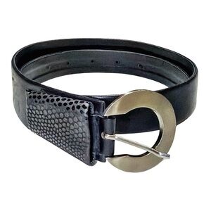 Carlisle Black Leather Belt | Women’s Small | Round Silver Buckle | Made in USA